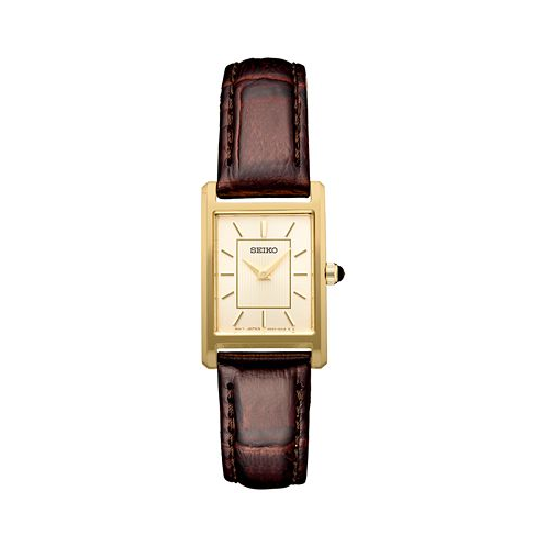 Seiko Womens Essentials Brown Leather Strap Watch 19mm
