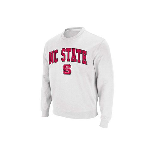 Colosseum Mens White NC State Wolfpack Arch Logo Crew Neck Sweatshirt