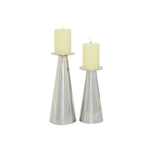 Rosemary Lane Stainless Steel Glam Candle Holder Set of 2