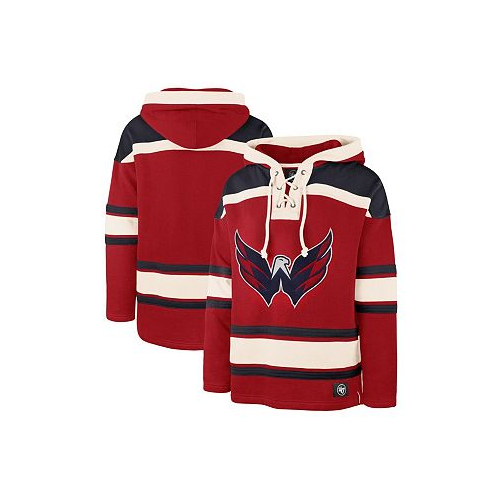 47 Brand Mens Red Washington Capitals Superior Lacer Logo Pullover Hoodie