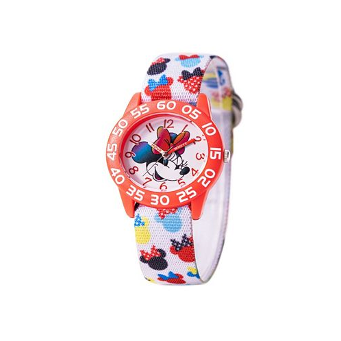 Ewatchfactory Girls Disney Minnie Mouse White Nylon Strap Watch 32mm