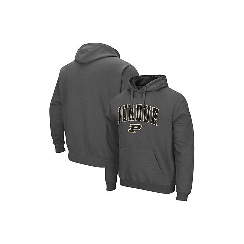 Colosseum Mens Charcoal Purdue Boilermakers Arch and Logo 3.0 Pullover Hoodie