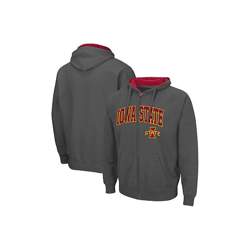 Colosseum Mens Charcoal Iowa State Cyclones Arch & Logo 3.0 Full-Zip Hoodie