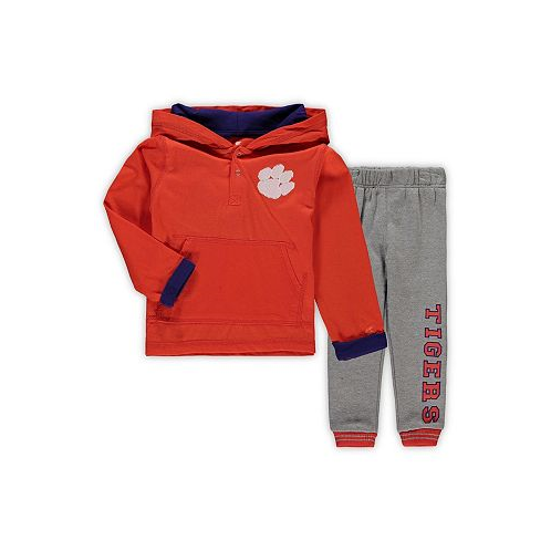 Colosseum Toddler Boys Orange Heather Gray Clemson Tigers Poppies Hoodie and Sweatpants Set