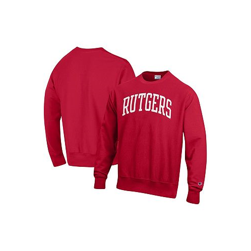 Champion Mens Scarlet Rutgers Scarlet Knights Arch Reverse Weave Pullover Sweatshirt