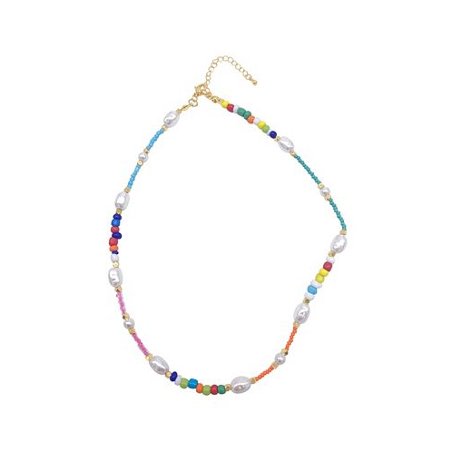 ADORNIA Freshwater Pearl and Color Mix Beaded Necklace