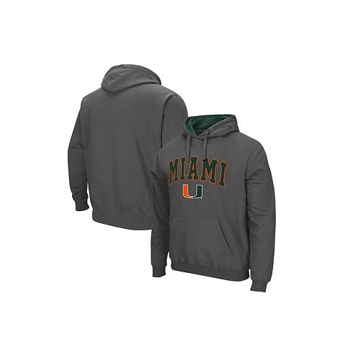 Colosseum Mens Charcoal Miami Hurricanes Arch and Logo 3.0 Pullover Hoodie