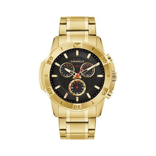 Caravelle Mens Chronograph Gold Tone Stainless Steel Bracelet Watch 44mm