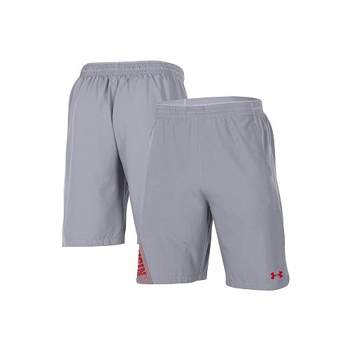 Under Armour Mens Gray Wisconsin Badgers 2021 Sideline Woven Shorts