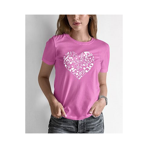LA Pop Art Womens Word Art Heart Notes T-shirt