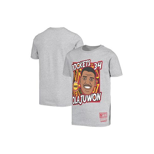 Mitchell & Ness Big Boys Hakeem Olajuwon Gray Houston Rockets Hardwood Classics King of the Court Player T-shirt