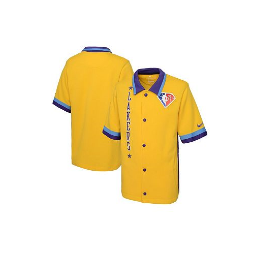 Nike Big Boys Gold Los Angeles Lakers 2021/22 City Edition Therma Flex Short Sleeve Collar Jacket