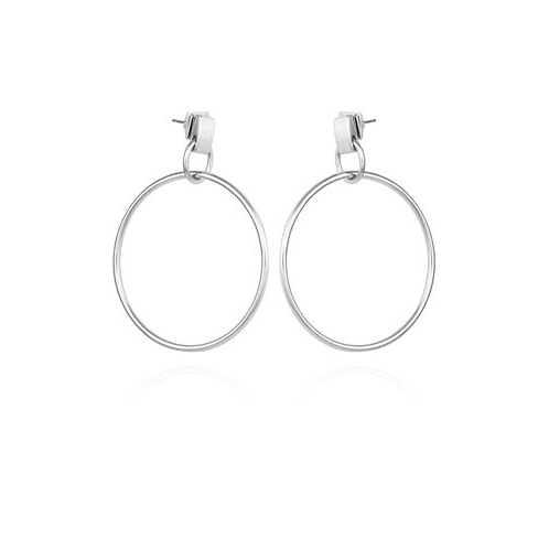 Vince Camuto Silver-Tone Drop Hoop Earrings