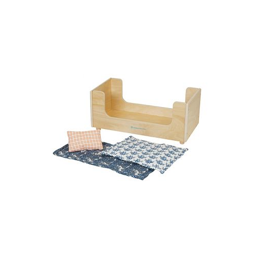 Manhattan Toy Company Sleep Tight Wooden Play Sleigh Bed with Pillow and Blanket for Dolls and Stuffed Animals