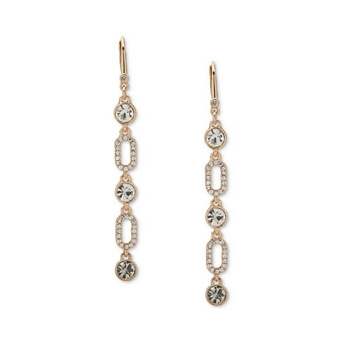 DKNY Gold-Tone Crystal & Pave Link Linear Drop Earrings