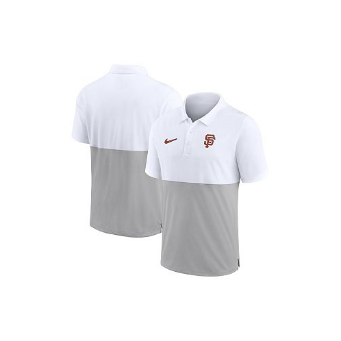 Nike Mens White Silver San Francisco Giants Team Baseline Striped Performance Polo Shirt