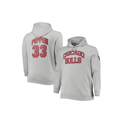Mitchell & Ness Mens Scottie Pippen Heathered Gray Chicago Bulls Big and Tall Name and Number Pullover Hoodie