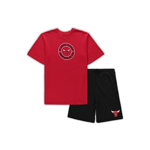 Concepts Sport Mens Red Black Chicago Bulls Big and Tall T-shirt and Shorts Sleep Set