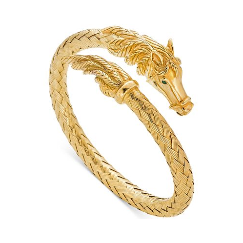 Italian Gold Woven Horse Bangle Bracelet in 14k Gold Vermeil