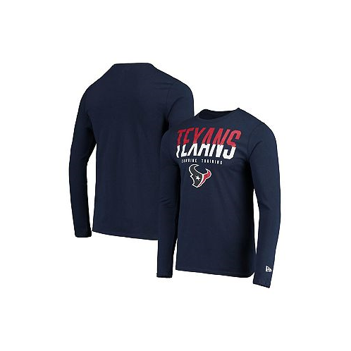 New Era Mens Navy Houston Texans Combine Authentic Split Line Long Sleeve T-shirt