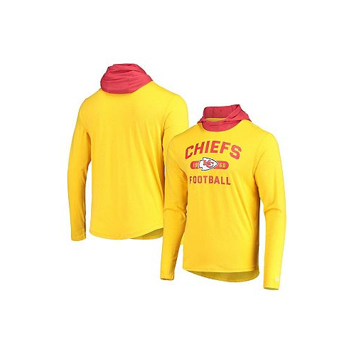 New Era Mens Gold Red Kansas City Chiefs Active Block Hoodie Long Sleeve T-shirt