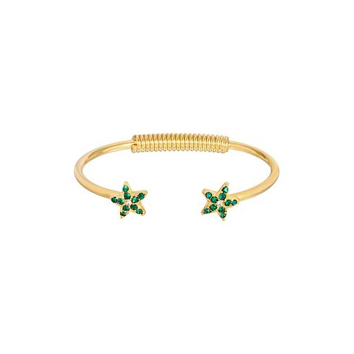 2028 Gold-Tone Crystal Emerald Star Spring Bracelet