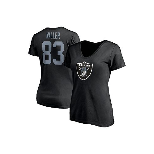 Fanatics Womens Darren Waller Black Las Vegas Raiders Player Icon Name and Number V-Neck T-shirt