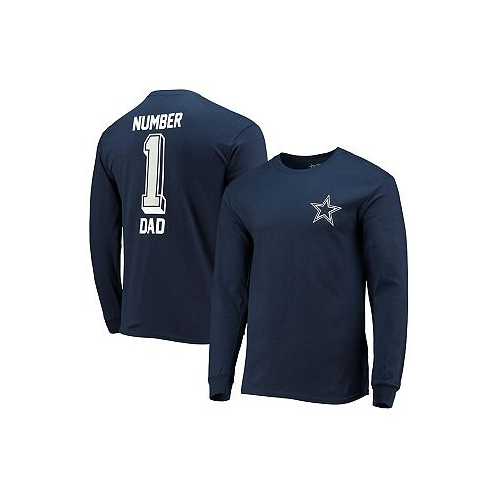 Fanatics Mens Navy Dallas Cowboys #1 Dad Long Sleeve T-shirt