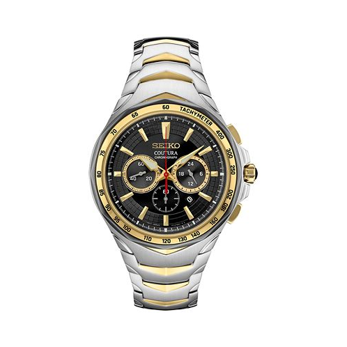 Seiko Mens Chronograph Coutura Solar Two Tone Stainless Steel Bracelet Watch 46mm