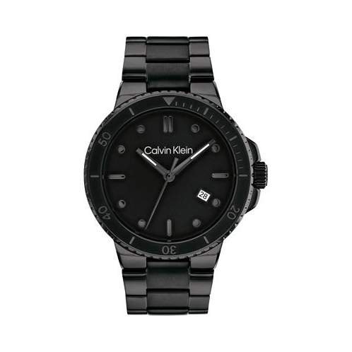 Calvin Klein Mens Black Stainless Steel Bracelet Watch 44mm