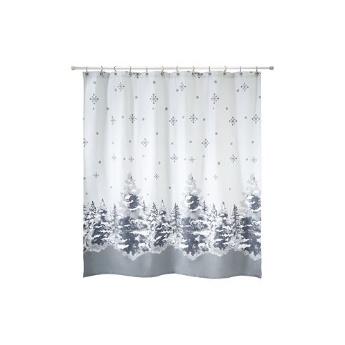 Avanti Silver Trees Holiday Printed Shower Curtain 72 x 72