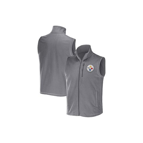 Fanatics Mens NFL x Darius Rucker Collection by Gray Pittsburgh Steelers Polar Fleece Full-Zip Vest