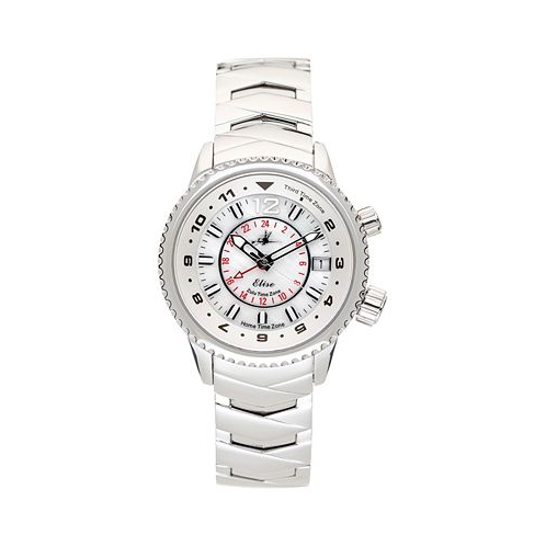 Abingdon Co. Womens Elise Swiss Tri-Time Stainless Steel Bracelet Watch 33mm