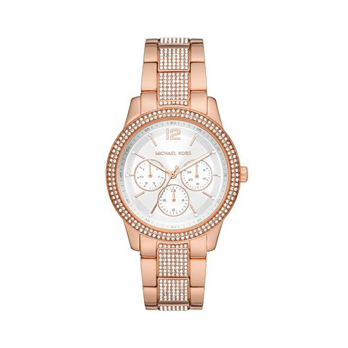 Michael Kors Womens Tibby Multifunction Rose Gold-Tone Stainless Steel Bracelet Strap Watch 40mm
