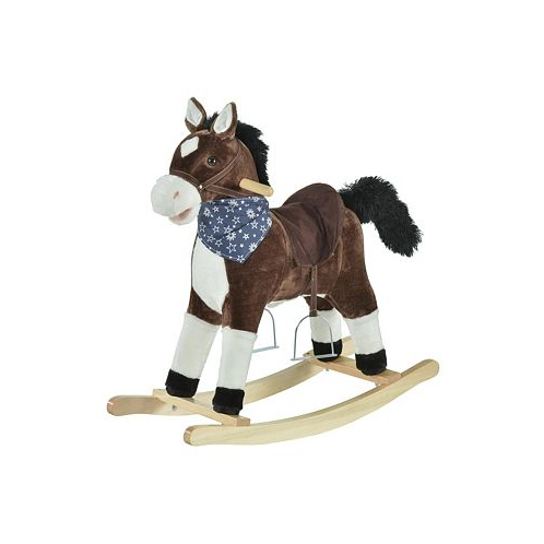 Qaba Indoor Rocker Animal Horse Kids Chair Toy for 3-6 Years Brown