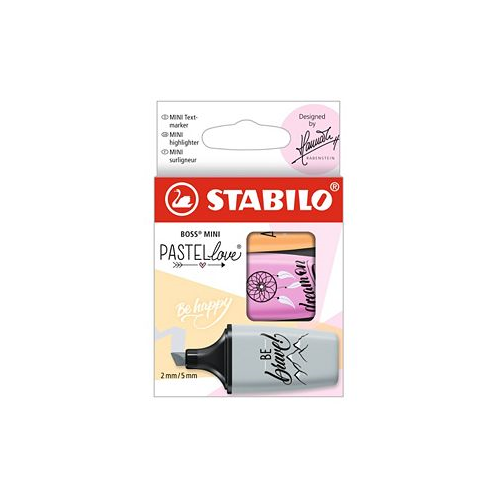 Stabilo Boss Mini Pastellove Highlighter 3 Piece Color Set