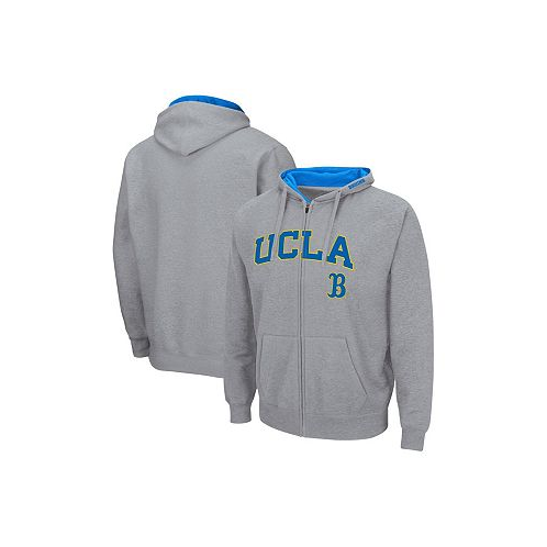Colosseum Mens Heathered Gray UCLA Bruins Arch and Logo 3.0 Full-Zip Hoodie