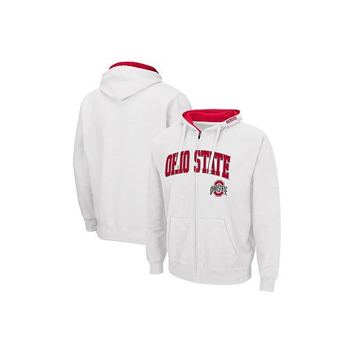 Colosseum Mens White Ohio State Buckeyes Arch and Logo 3.0 Full-Zip Hoodie