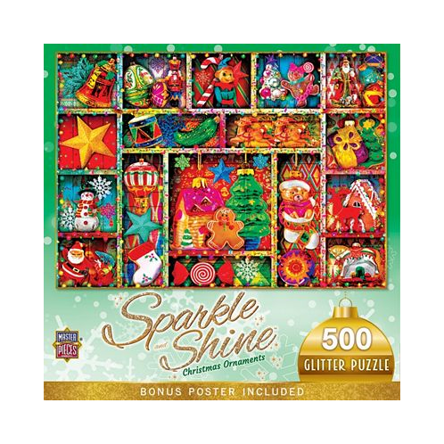 Masterpieces Sparkle & Shine - Christmas Ornaments 500 Piece Glitter Puzzle
