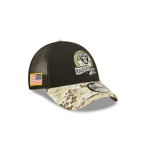 New Era Big Boys Black Camo Las Vegas Raiders 2022 Salute To Service 9FORTY Snapback Trucker Hat