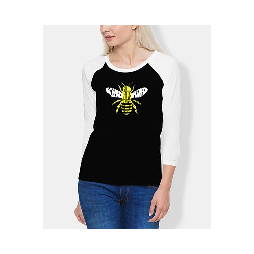 LA Pop Art Womens Raglan Bee Kind Word Art T-shirt