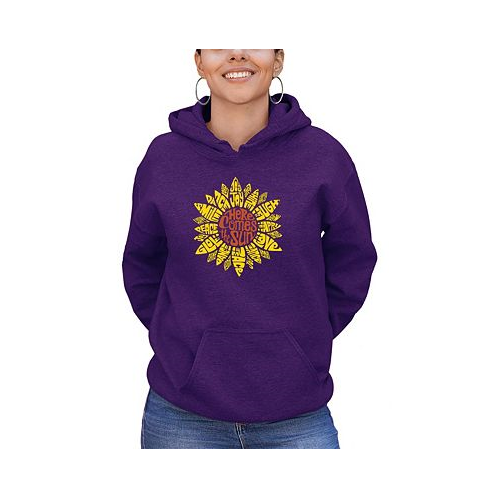 LA Pop Art Womens Sunflower Word Art Hooded Sweatshirt