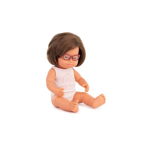 MINILAND Baby Girl 15 Caucasian with Down Syndrome with Glasses