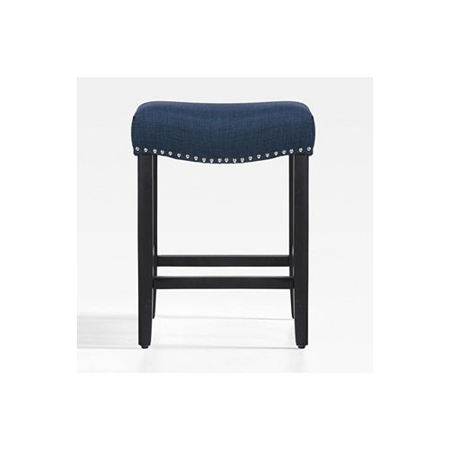 WestinTrends 24 Upholstered Saddle Seat Faux Leather Counter Stool