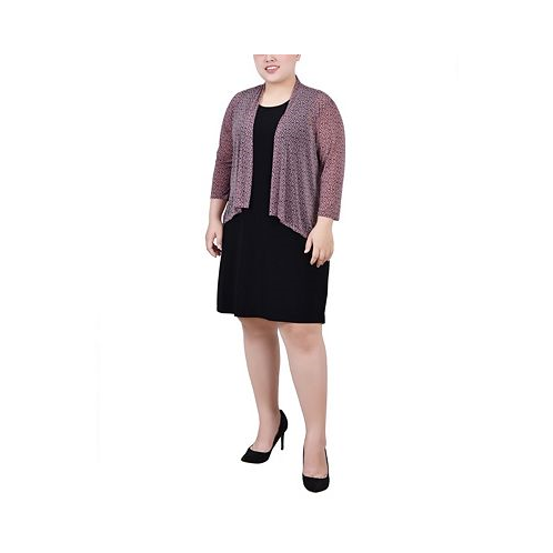 NY Collection Plus Size Cardigan and Dress Set 2 Piece