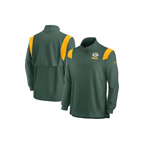 Nike Mens Green Green Bay Packers Sideline Coach Chevron Lockup Quarter-zip Long Sleeve Top