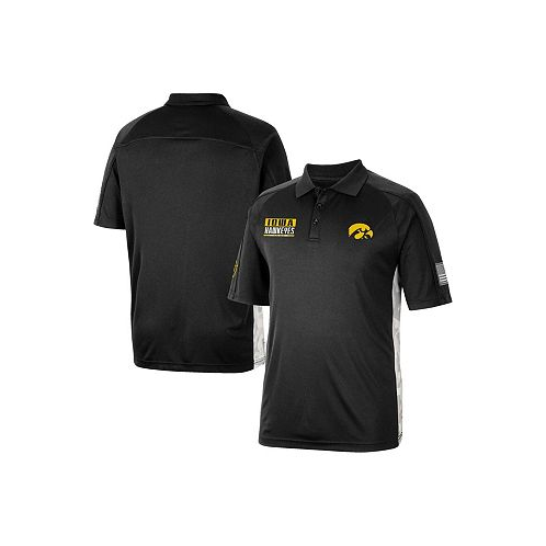 Colosseum Mens Black Iowa Hawkeyes OHT Military-Inspired Appreciation Snow Camo Polo Shirt