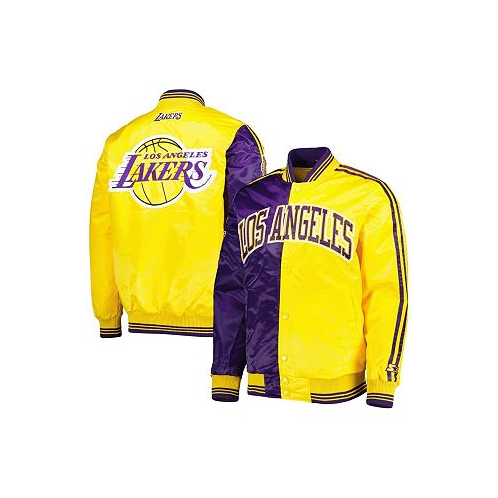 Starter Mens Purple Gold Los Angeles Lakers Fast Break Satin Full-Snap Jacket