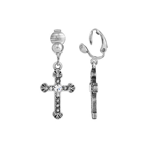 2028 Crystal Accent Cross Clip Earrings