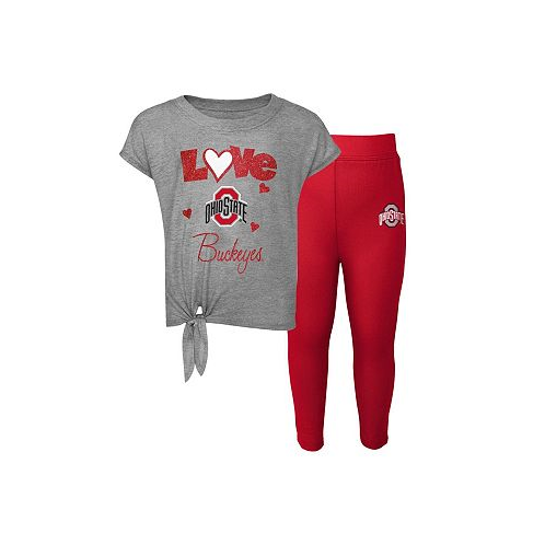 Outerstuff Preschool and Toddler Boys and Girls Heathered Gray Scarlet Ohio State Buckeyes Forever Love T-shirt and Leggings Set